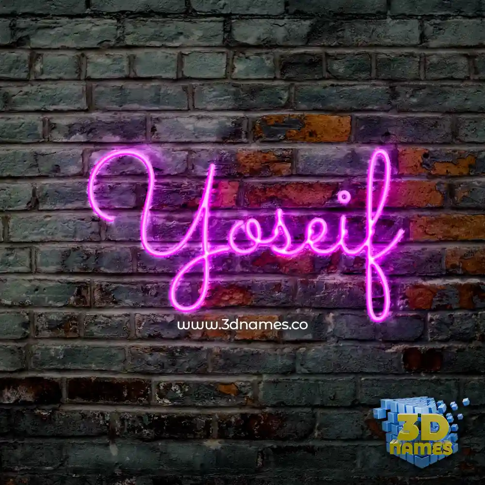 yoseif in Pink Neon style - 3D name wallpaper