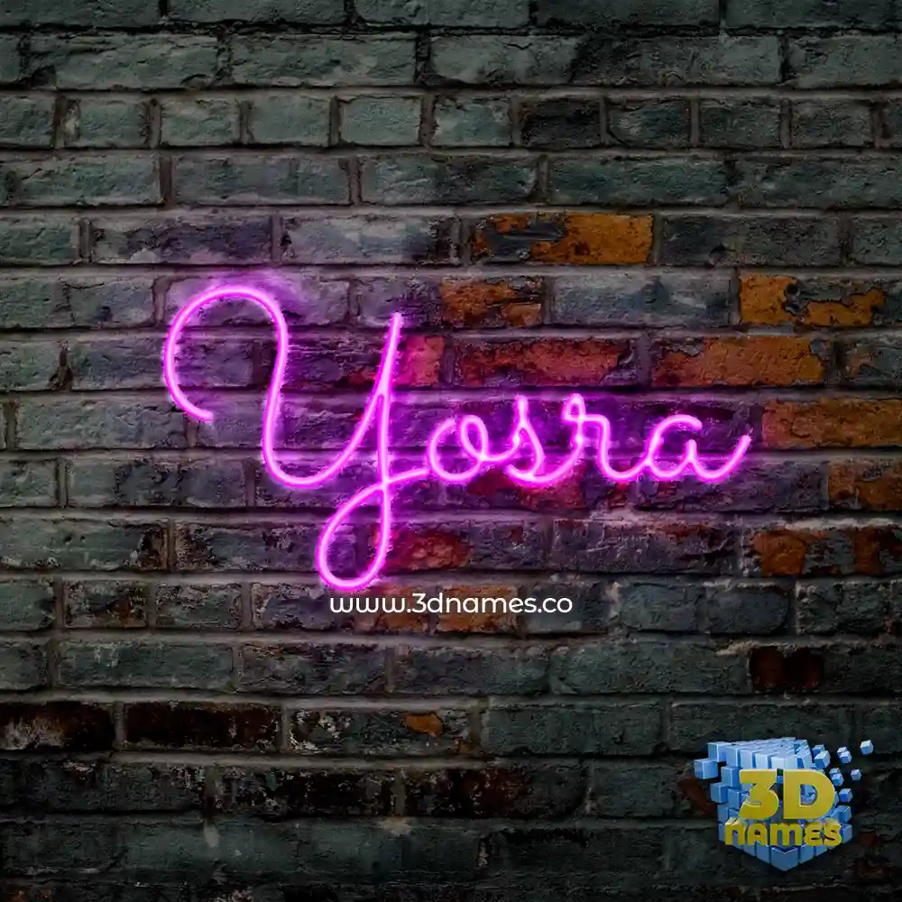 yosra in Pink Neon style - 3D name wallpaper