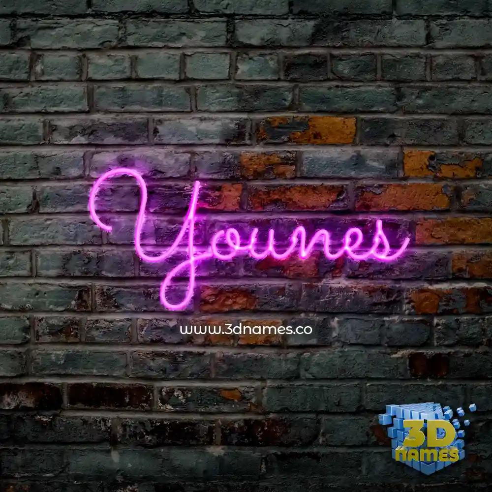 younes in Pink Neon style - 3D name wallpaper