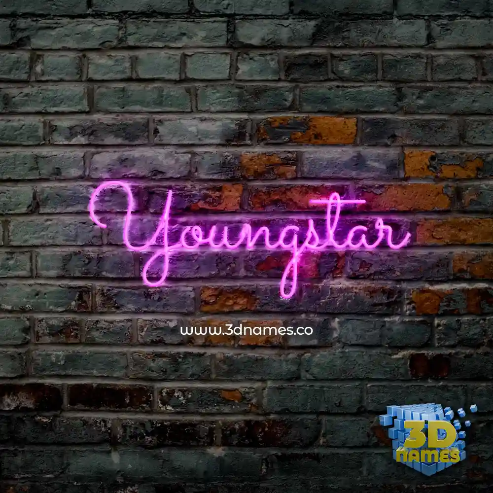 youngstar in Pink Neon style - 3D name wallpaper