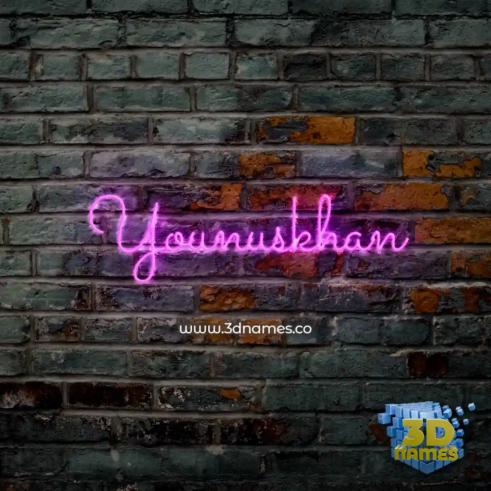 younuskhan in Pink Neon style - 3D name wallpaper