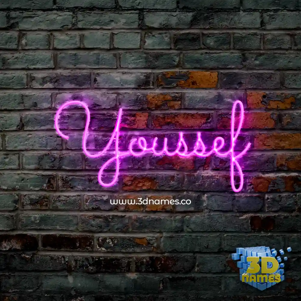 youssef in Pink Neon style - 3D name wallpaper