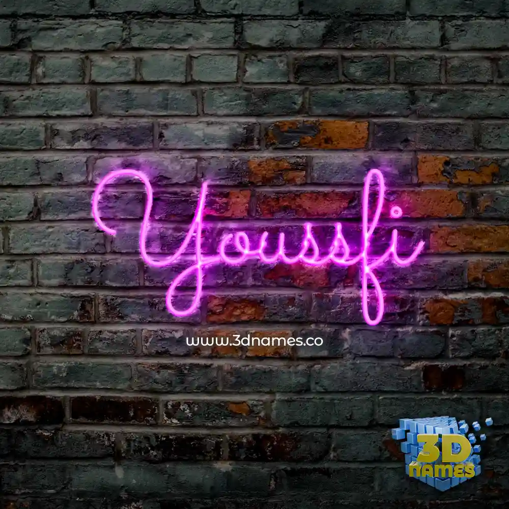 youssfi in Pink Neon style - 3D name wallpaper