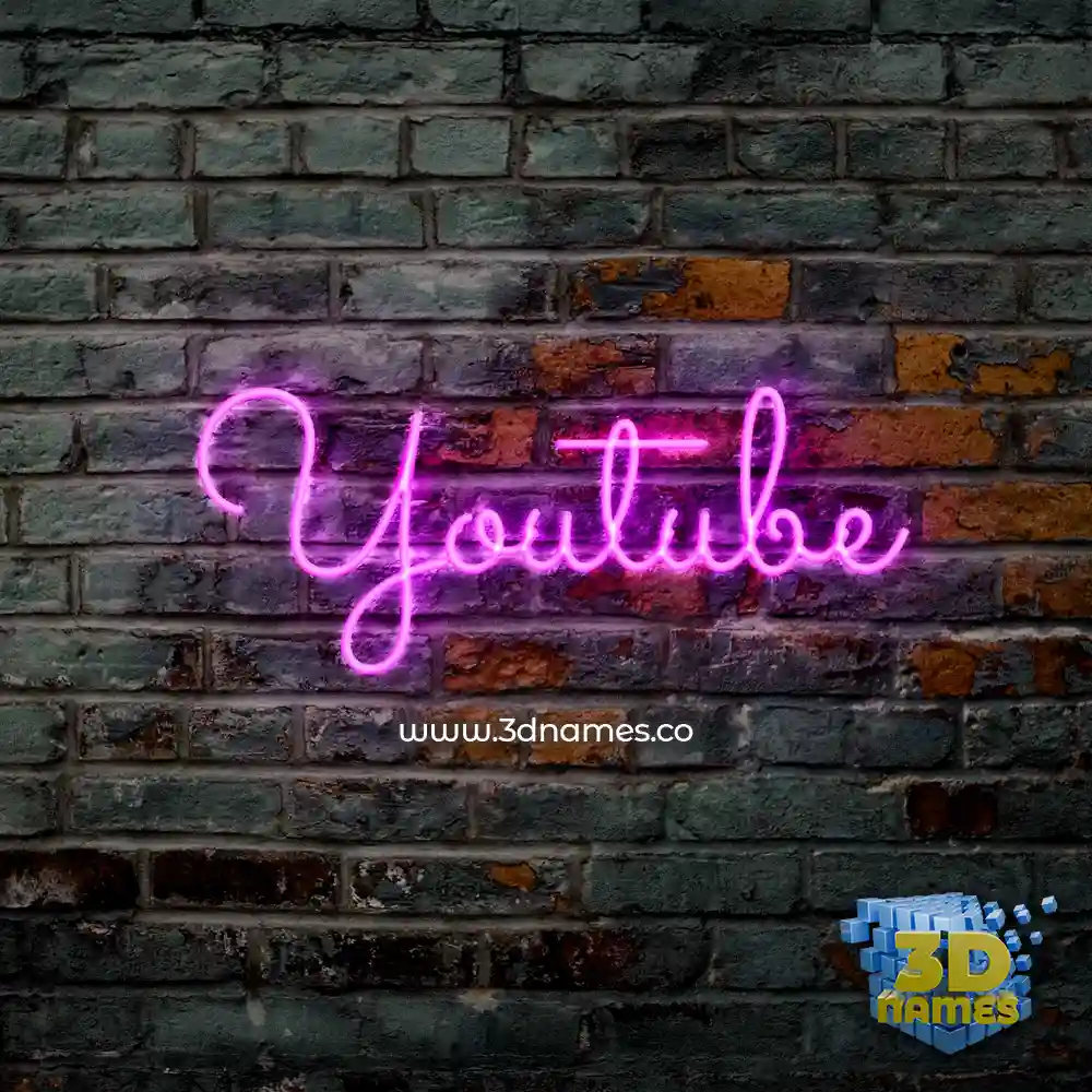 youtube in Pink Neon style - 3D name wallpaper