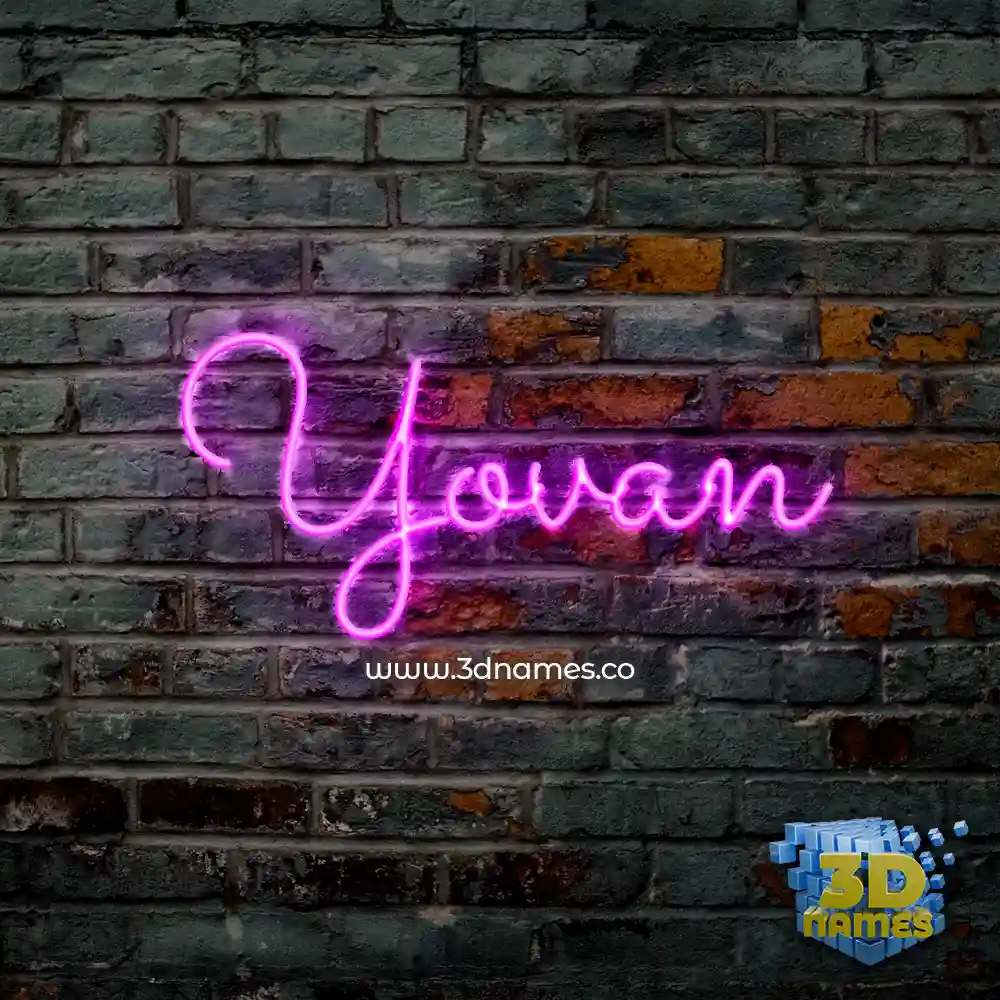 yovan in Pink Neon style - 3D name wallpaper