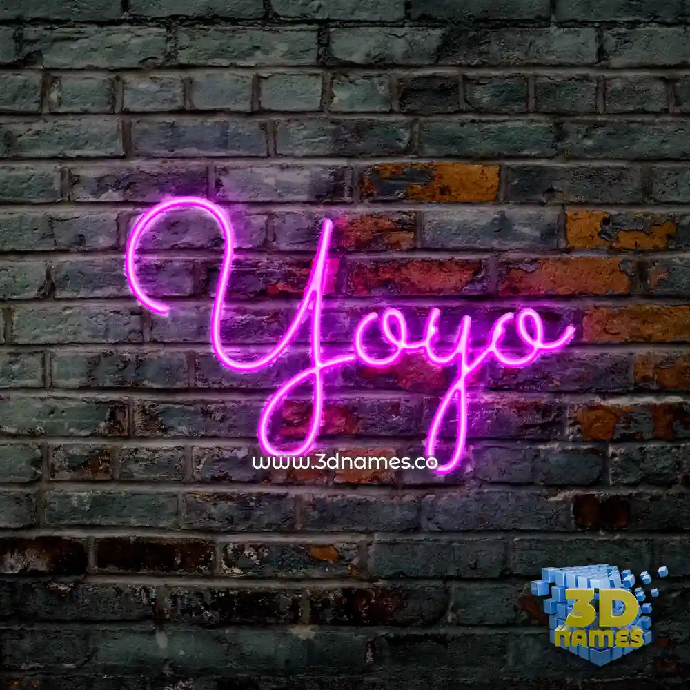 yoyo in Pink Neon style - 3D name wallpaper