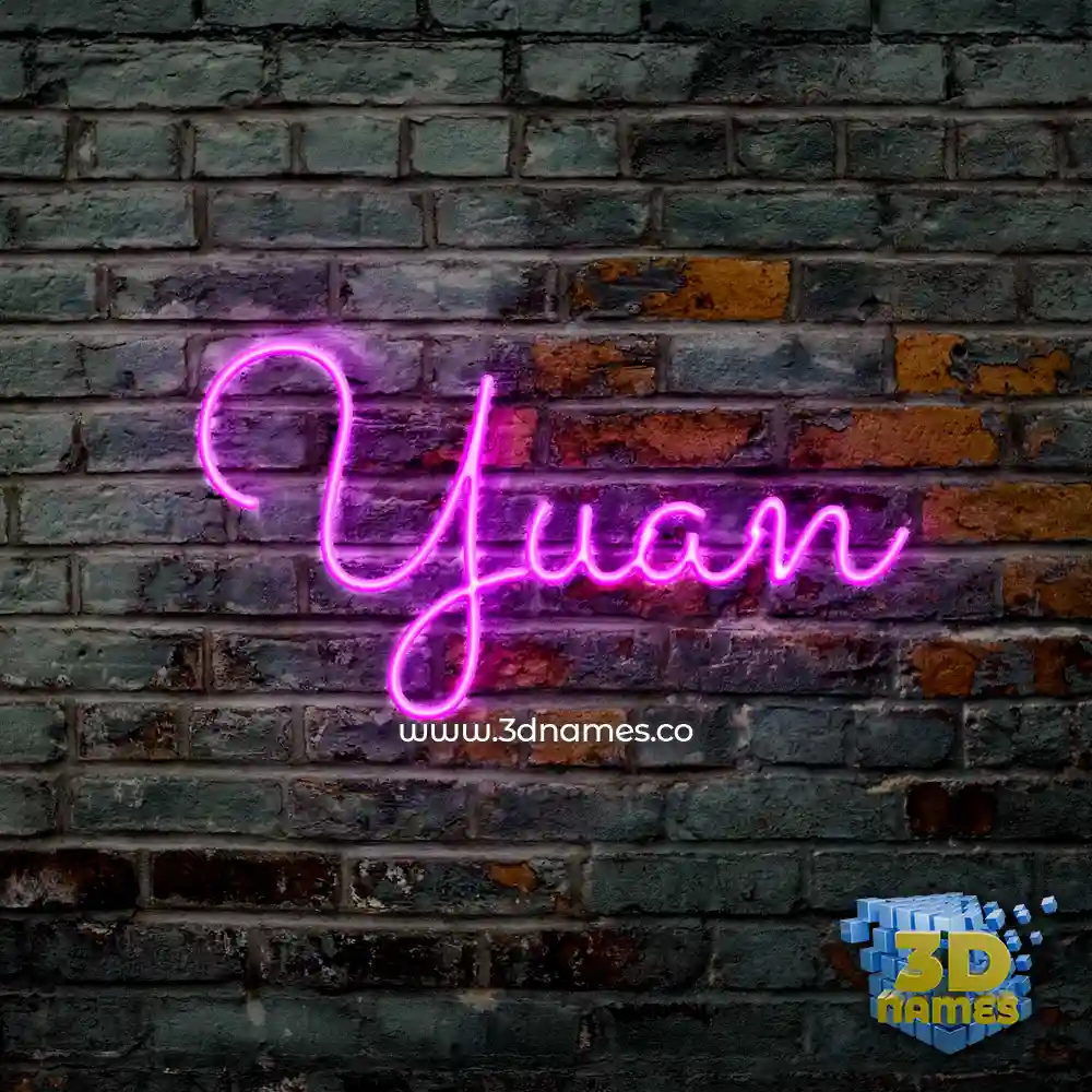 yuan in Pink Neon style - 3D name wallpaper