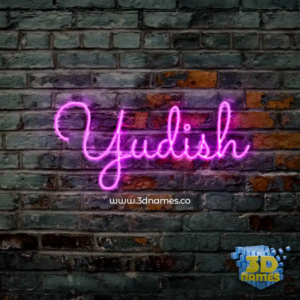 yudish in Pink Neon style - 3D name wallpaper