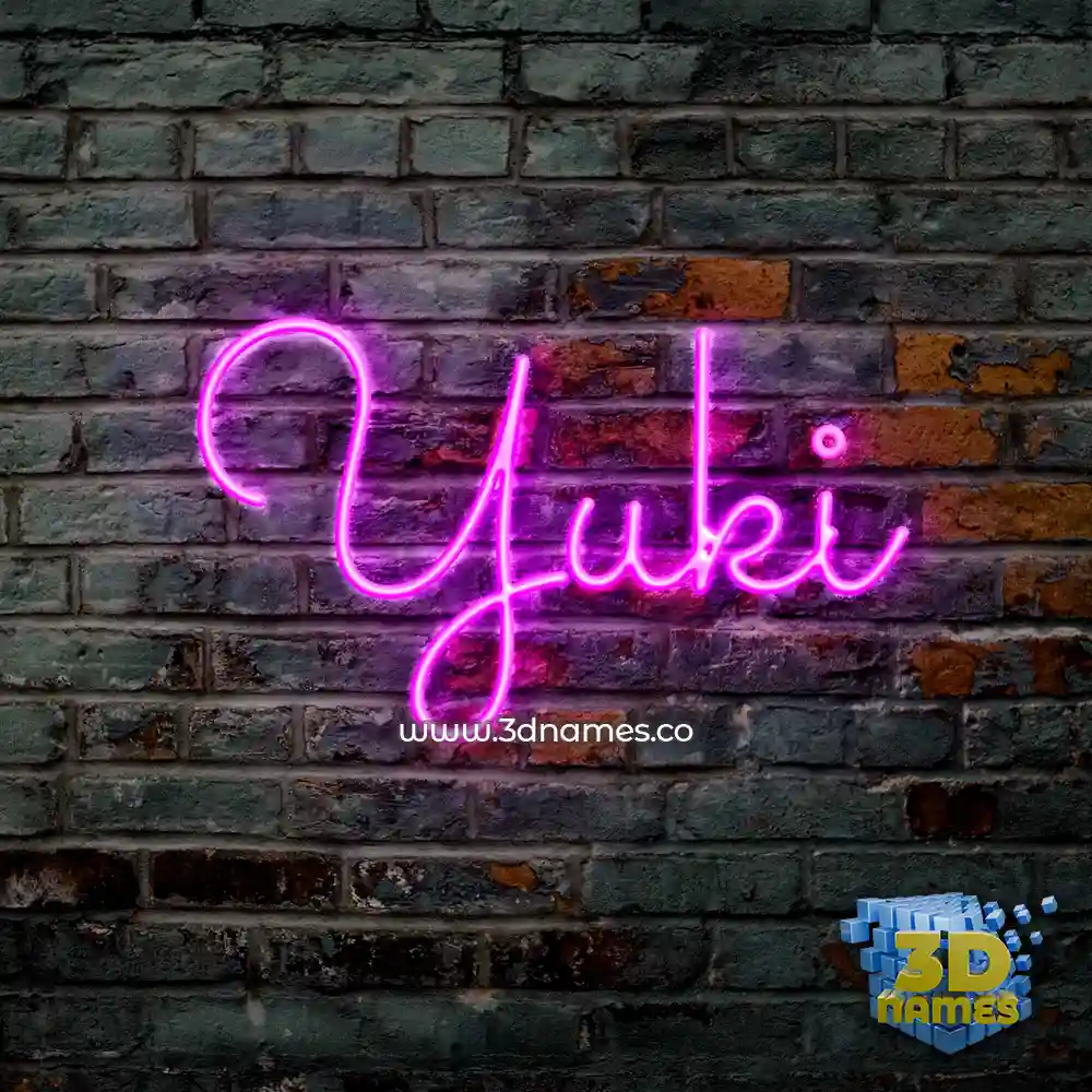 yuki in Pink Neon style - 3D name wallpaper