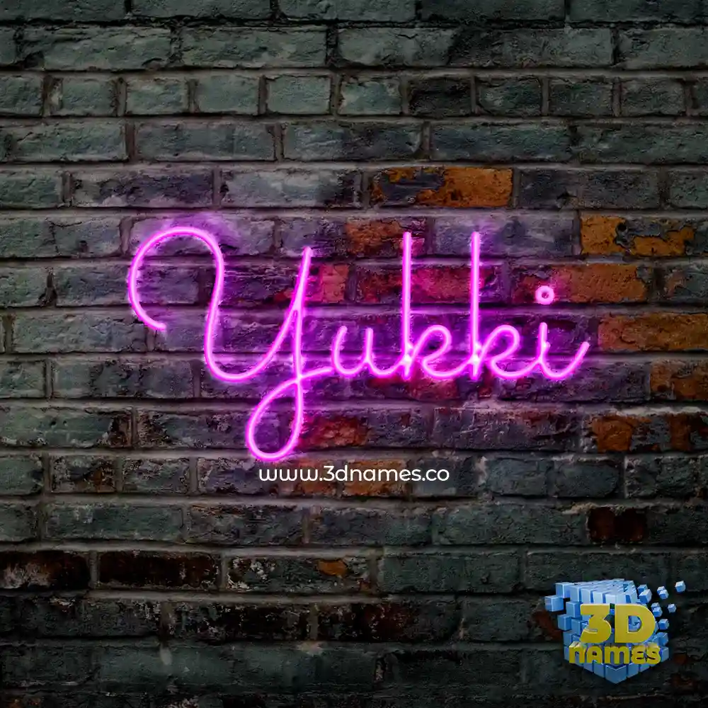 yukki in Pink Neon style - 3D name wallpaper