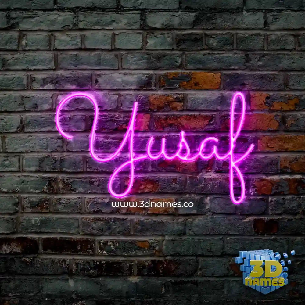 yusaf in Pink Neon style - 3D name wallpaper