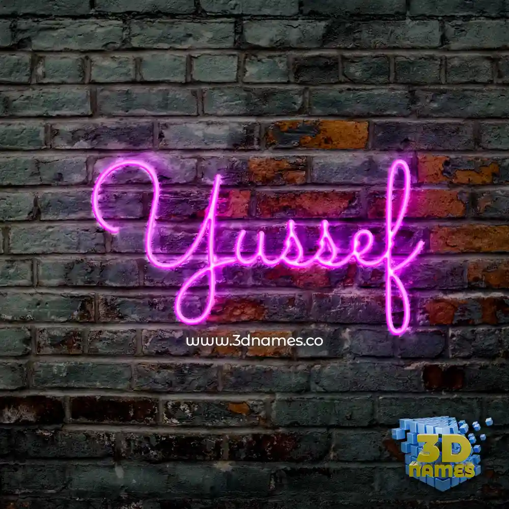 yussef in Pink Neon style - 3D name wallpaper