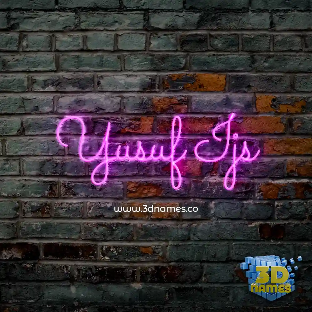 yusuf ijs in Pink Neon style - 3D name wallpaper