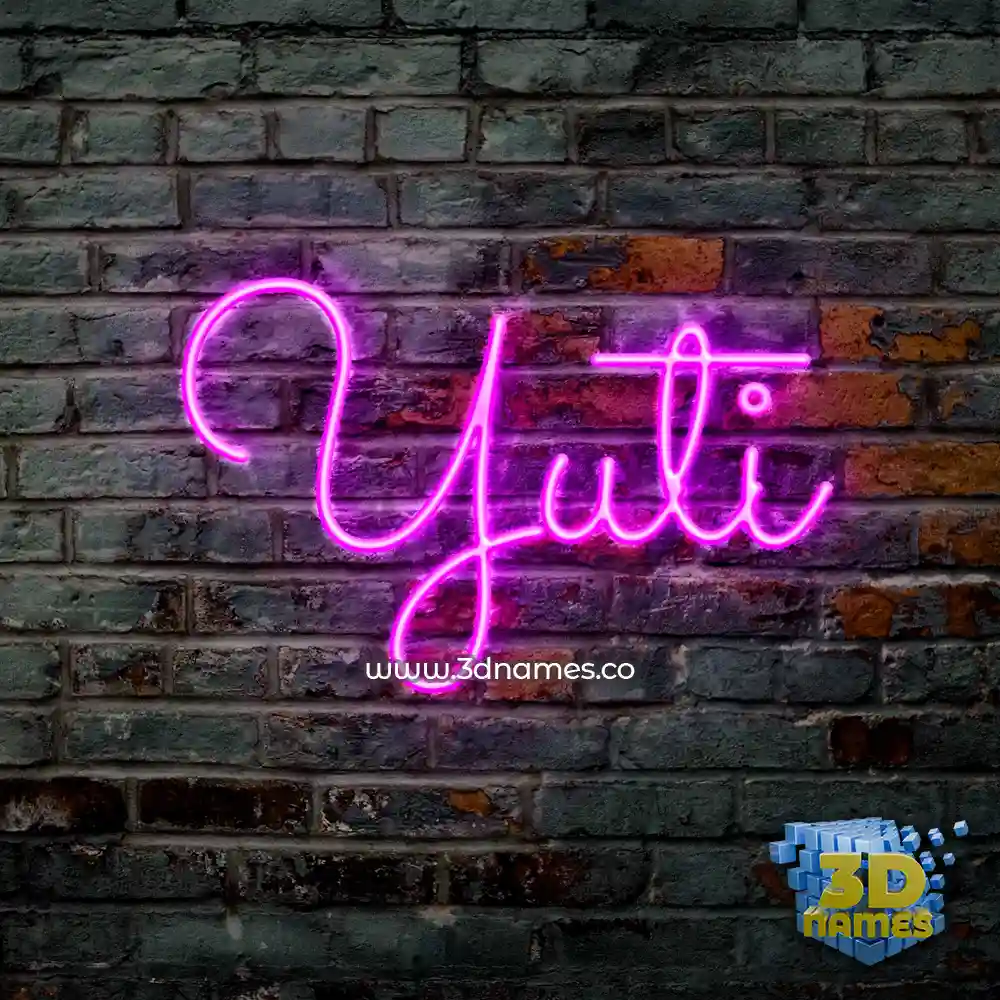 yuti in Pink Neon style - 3D name wallpaper