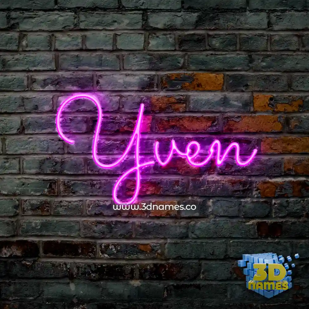 yven in Pink Neon style - 3D name wallpaper