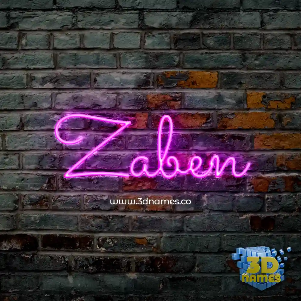 zaben in Pink Neon style - 3D name wallpaper