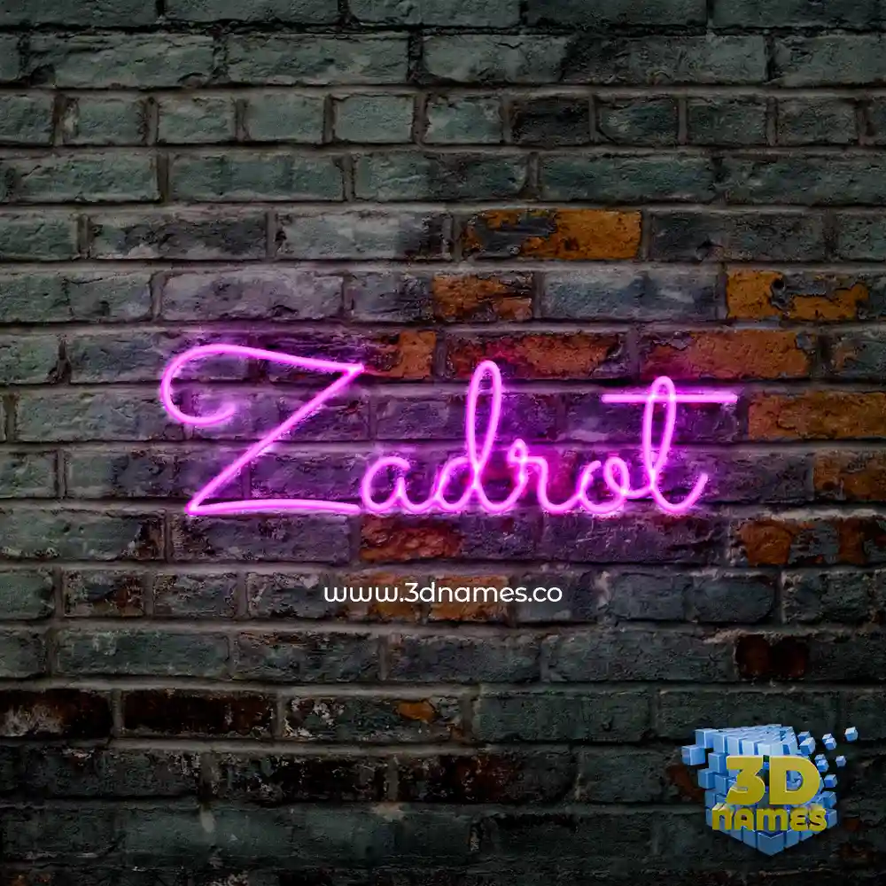zadrot in Pink Neon style - 3D name wallpaper