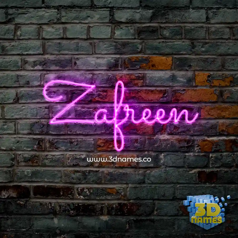 zafreen in Pink Neon style - 3D name wallpaper
