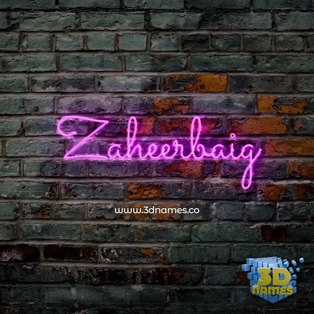 zaheerbaig in Pink Neon style - 3D name wallpaper