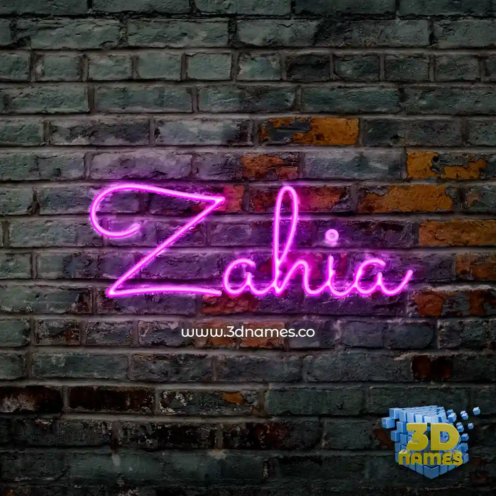 zahia in Pink Neon style - 3D name wallpaper