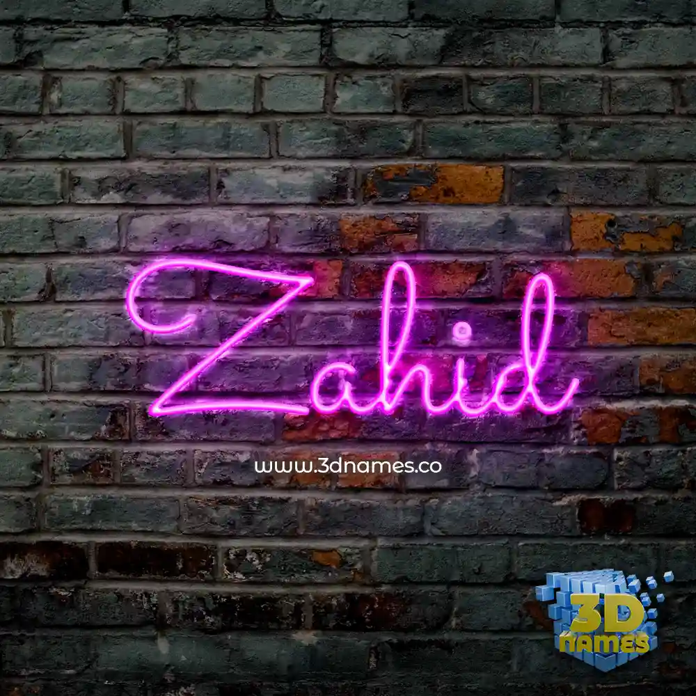 zahid in Pink Neon style - 3D name wallpaper
