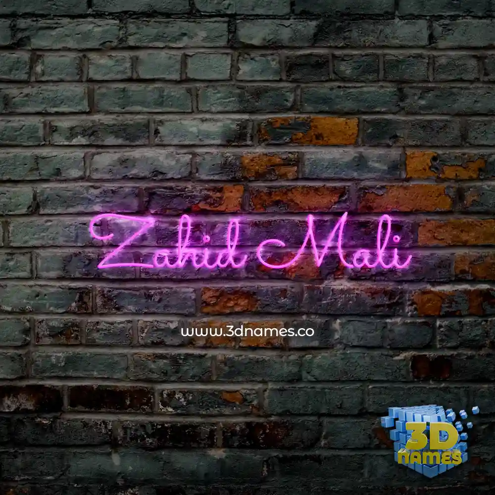 zahid mali in Pink Neon style - 3D name wallpaper