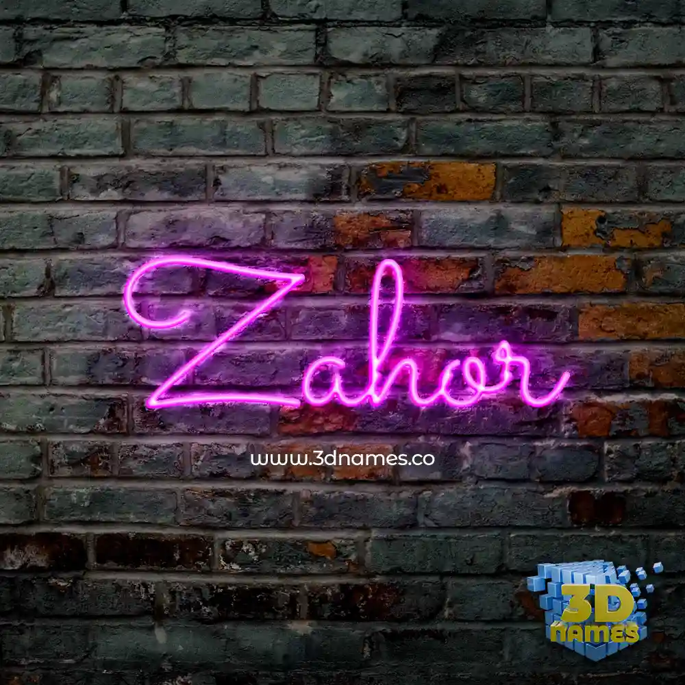 zahor in Pink Neon style - 3D name wallpaper