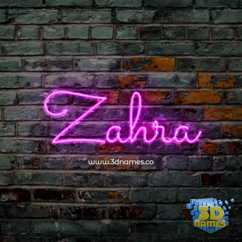 zahra in Pink Neon style - 3D name wallpaper