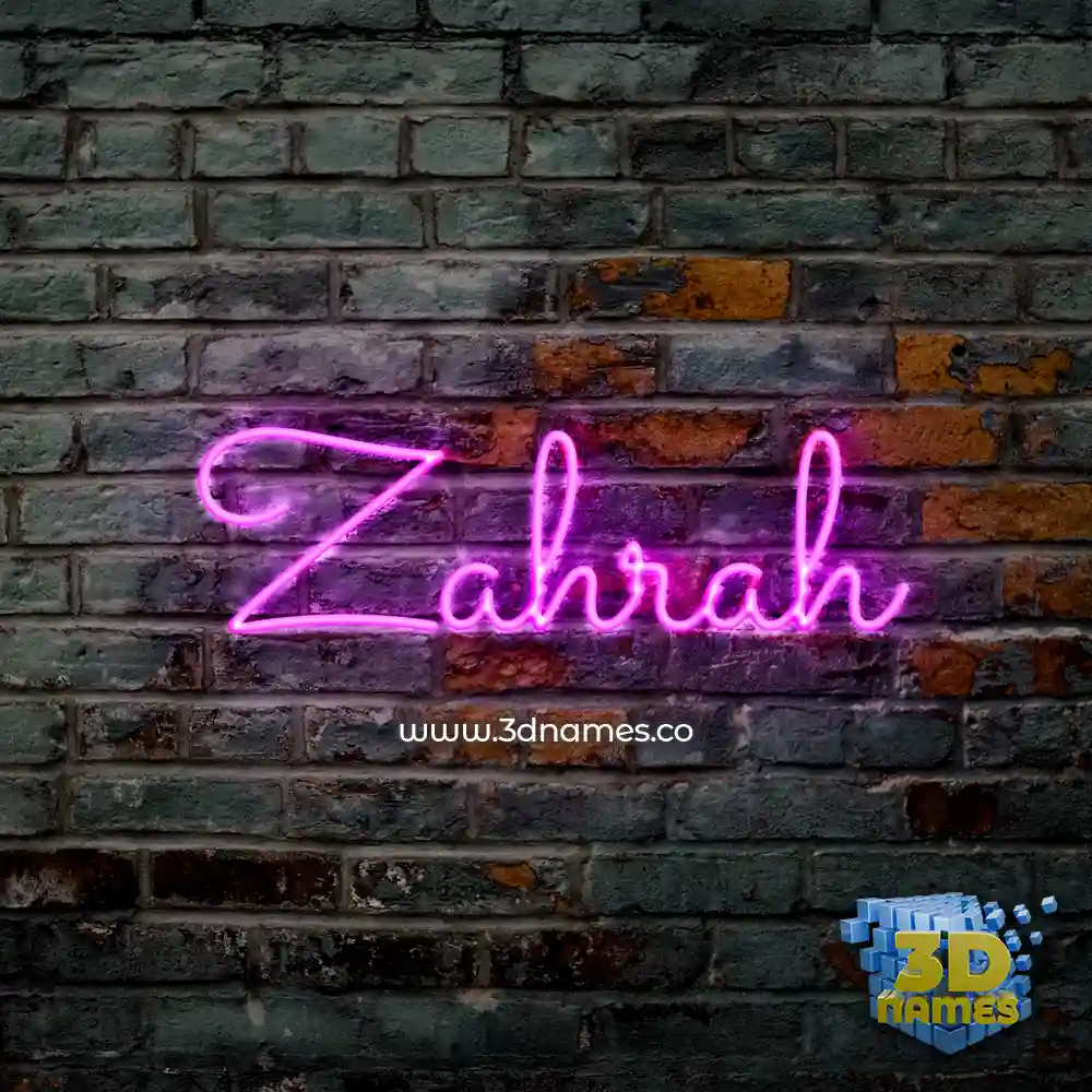 zahrah in Pink Neon style - 3D name wallpaper