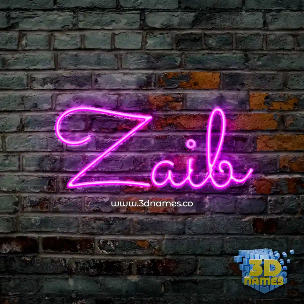 zaib in Pink Neon style - 3D name wallpaper