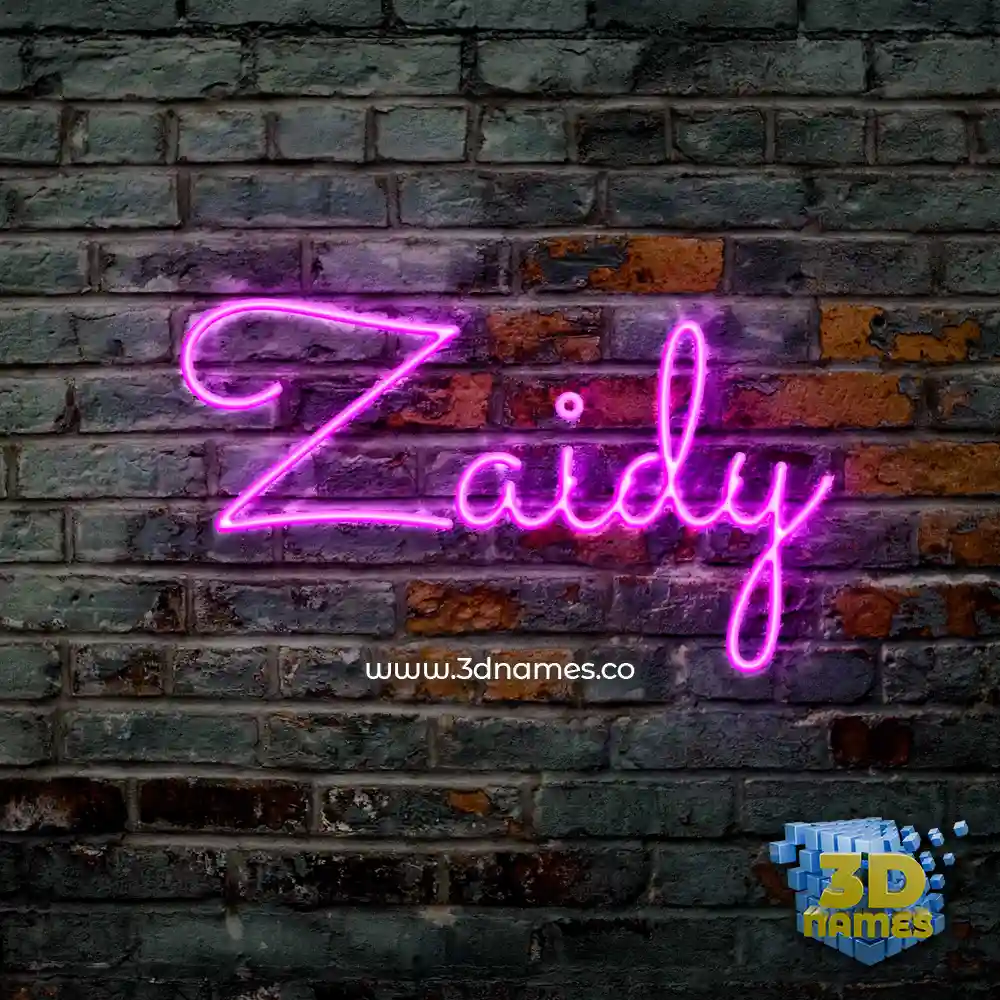 zaidy in Pink Neon style - 3D name wallpaper
