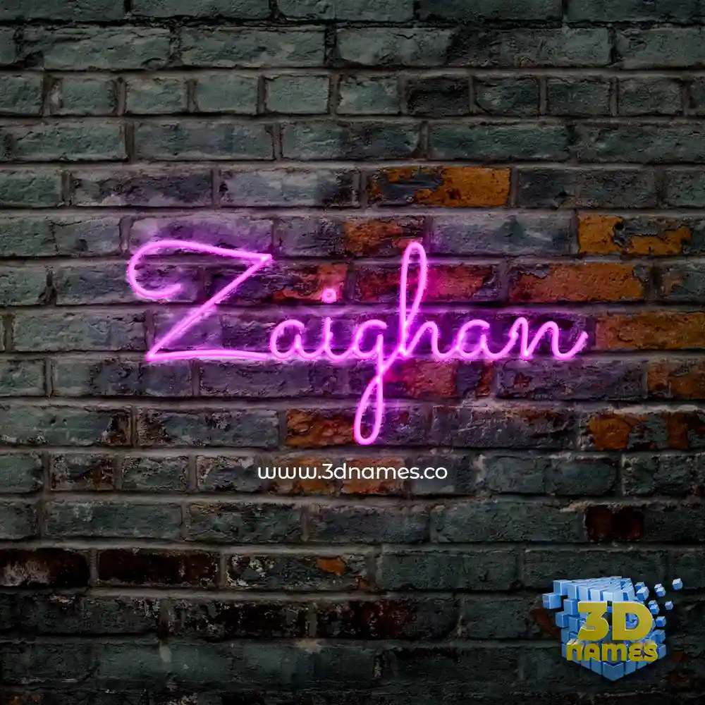 zaighan in Pink Neon style - 3D name wallpaper