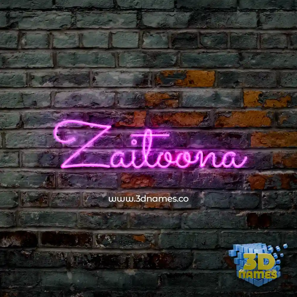 zaitoona in Pink Neon style - 3D name wallpaper