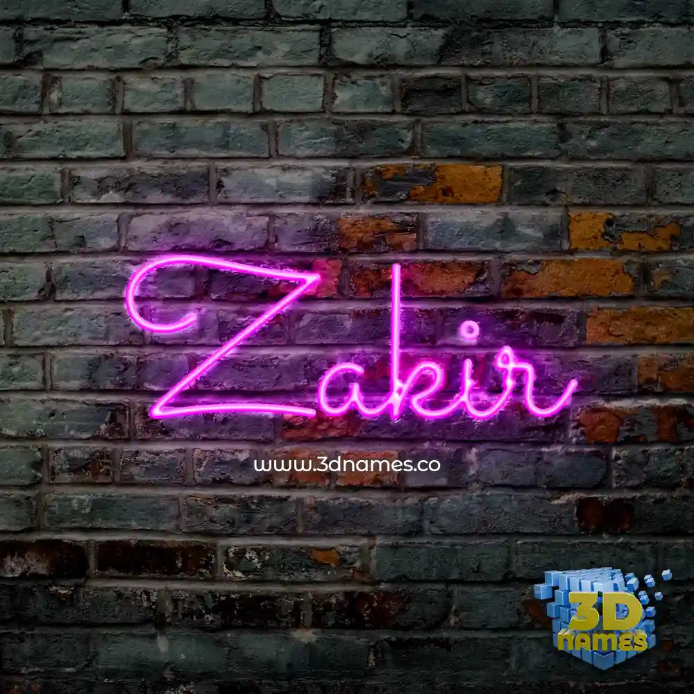 zakir in Pink Neon style - 3D name wallpaper
