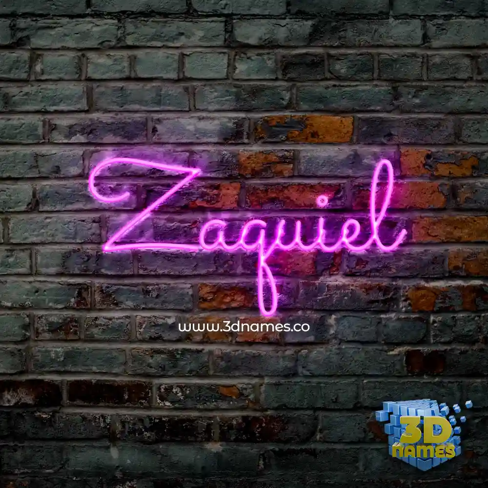 zaquiel in Pink Neon style - 3D name wallpaper