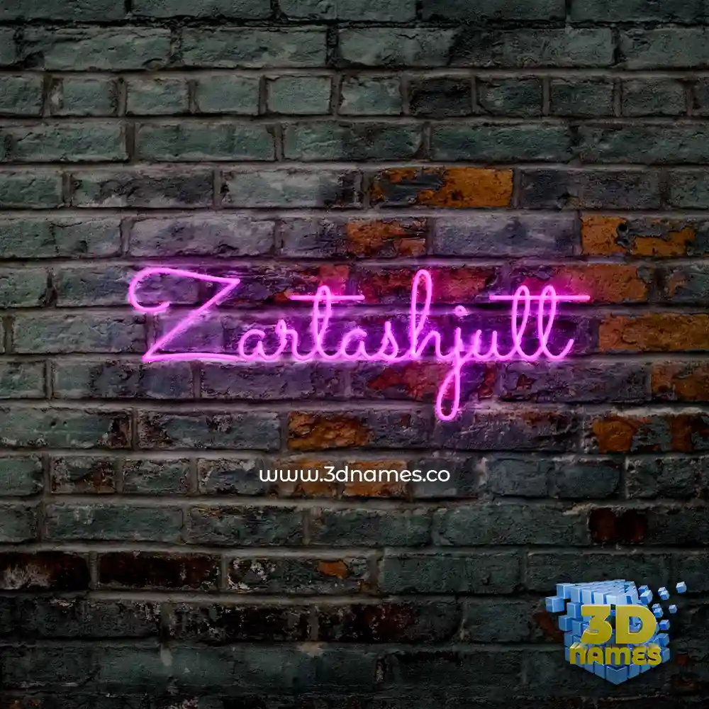 zartashjutt in Pink Neon style - 3D name wallpaper