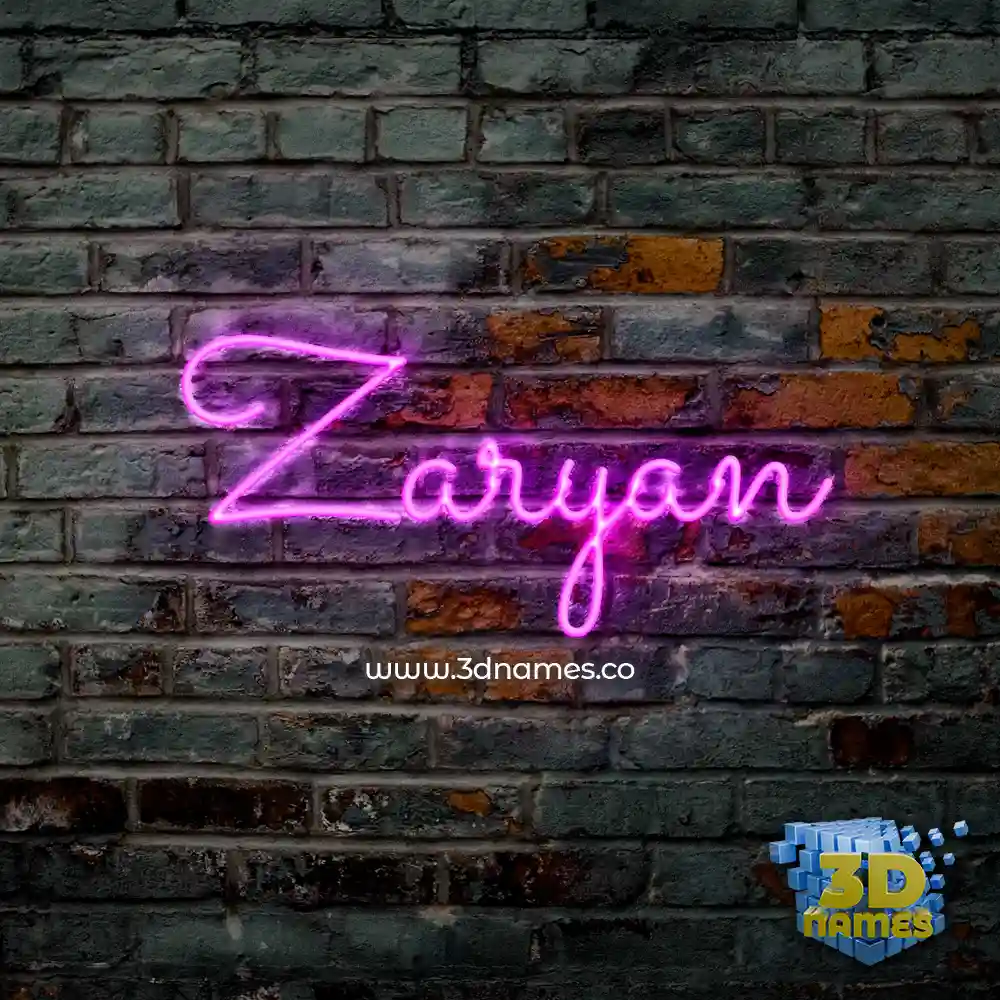zaryan in Pink Neon style - 3D name wallpaper