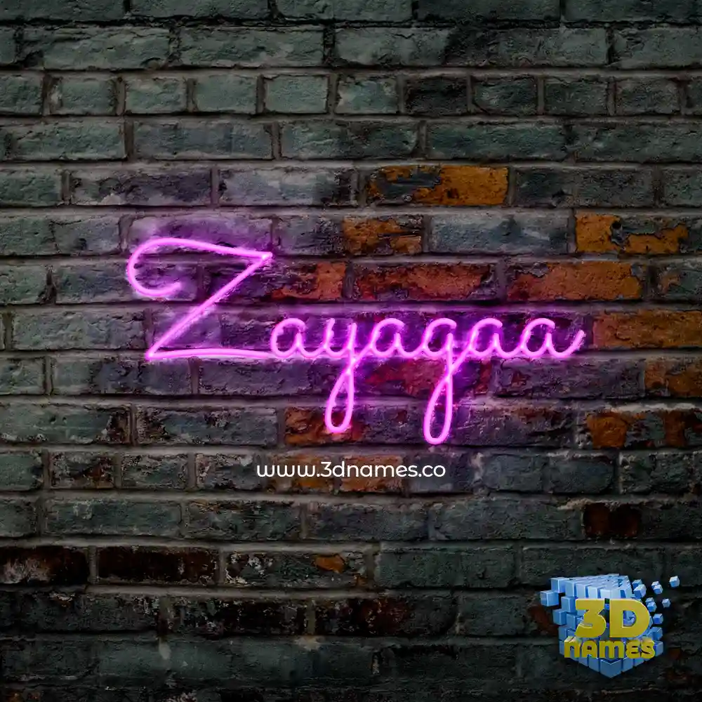 zayagaa in Pink Neon style - 3D name wallpaper