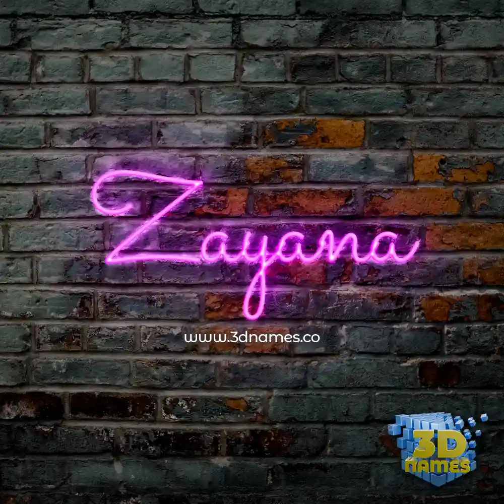 zayana in Pink Neon style - 3D name wallpaper