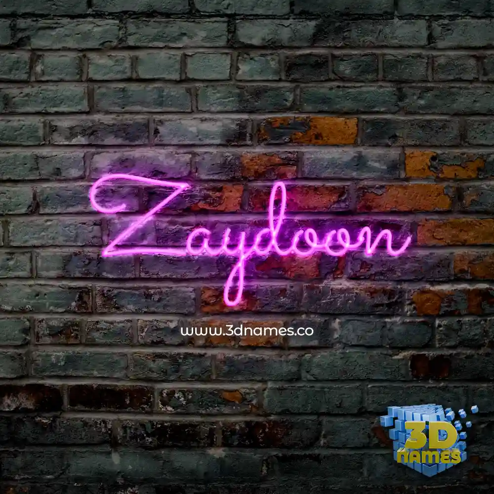 zaydoon in Pink Neon style - 3D name wallpaper