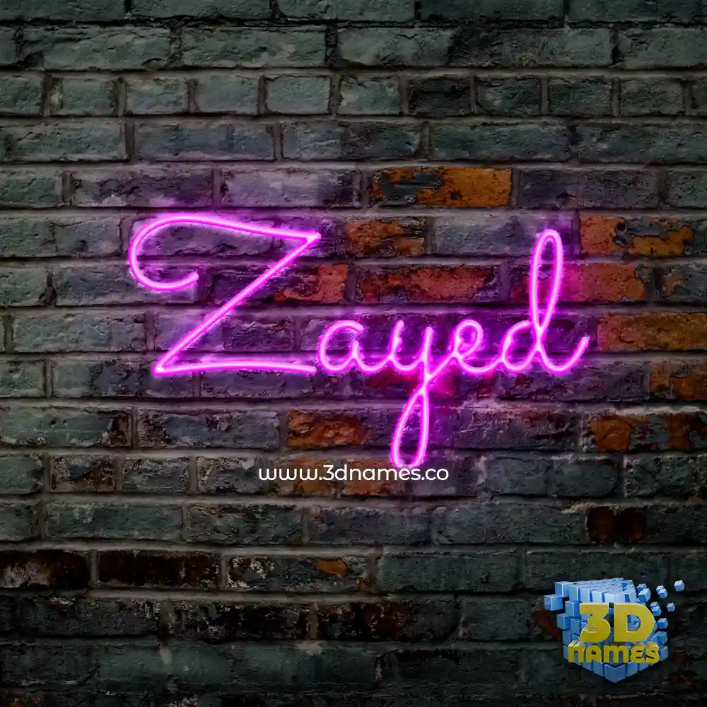 zayed in Pink Neon style - 3D name wallpaper