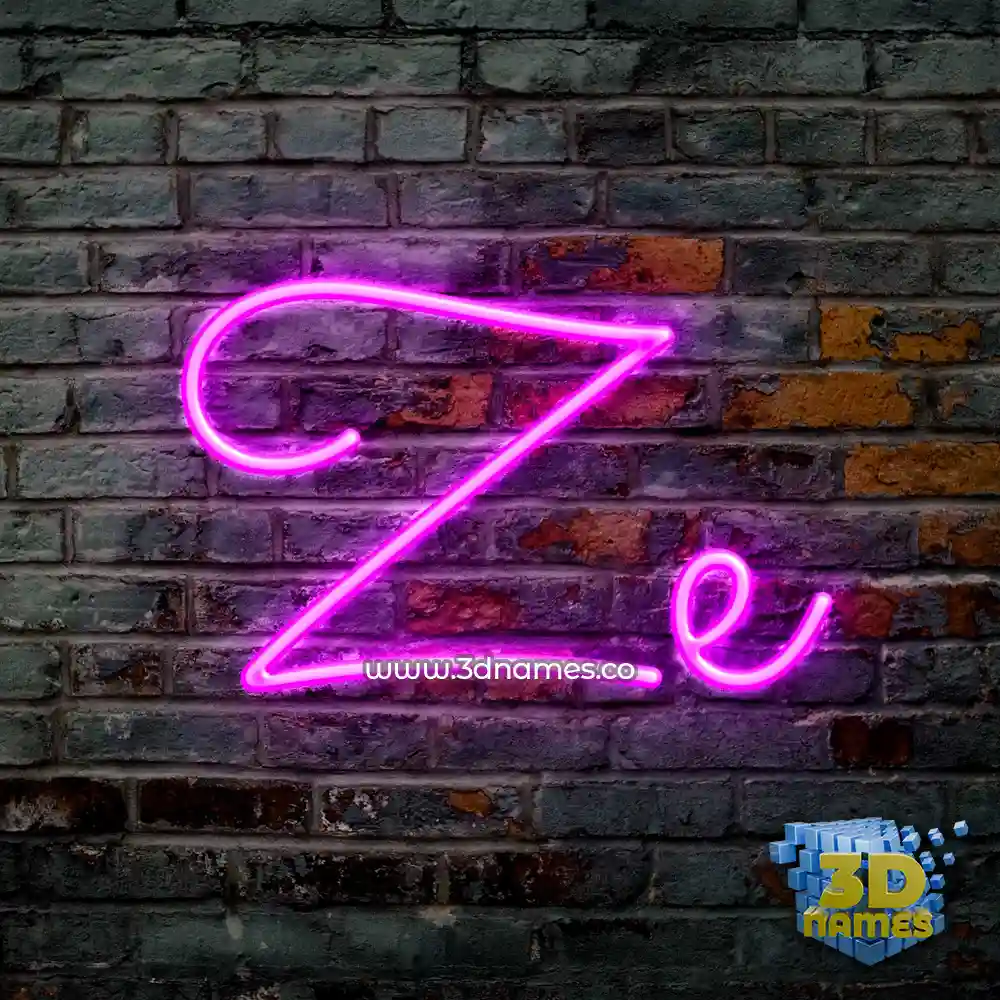 ze in Pink Neon style - 3D name wallpaper