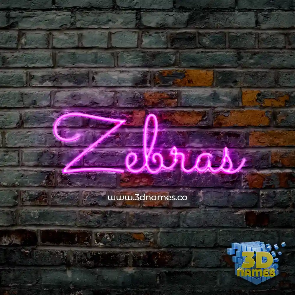 zebras in Pink Neon style - 3D name wallpaper