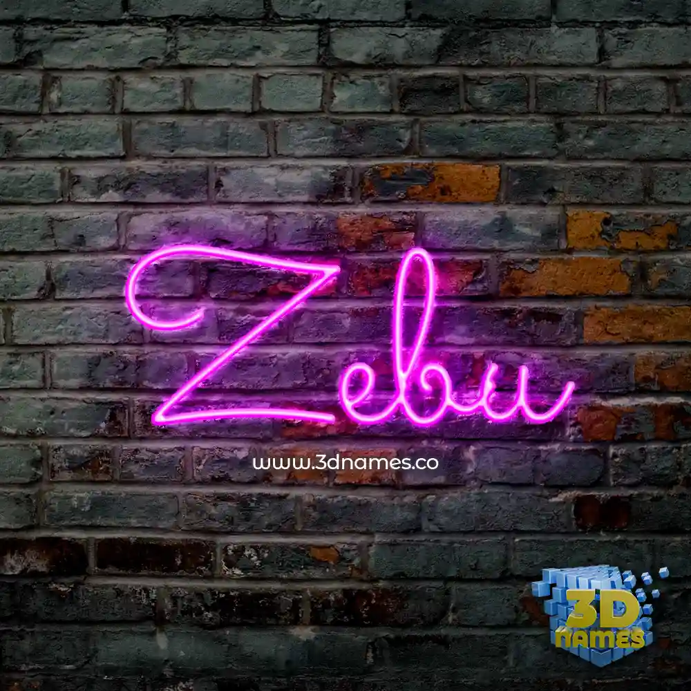 zebu in Pink Neon style - 3D name wallpaper