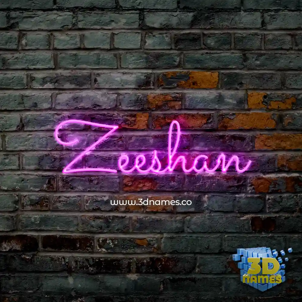 zeeshan in Pink Neon style - 3D name wallpaper