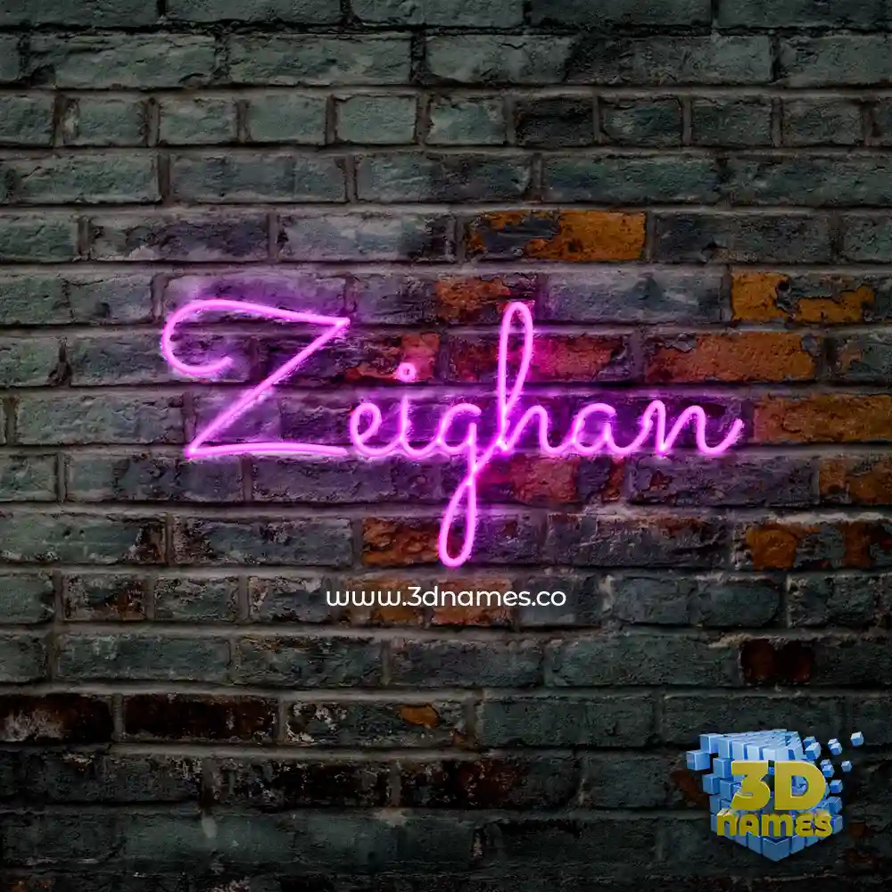 zeighan in Pink Neon style - 3D name wallpaper