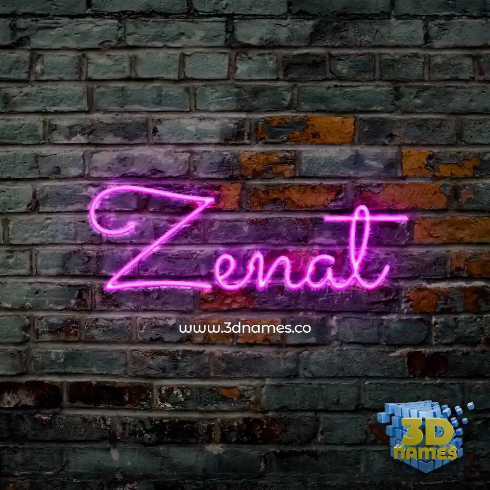 zenat in Pink Neon style - 3D name wallpaper