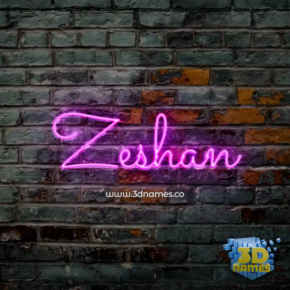 zeshan in Pink Neon style - 3D name wallpaper