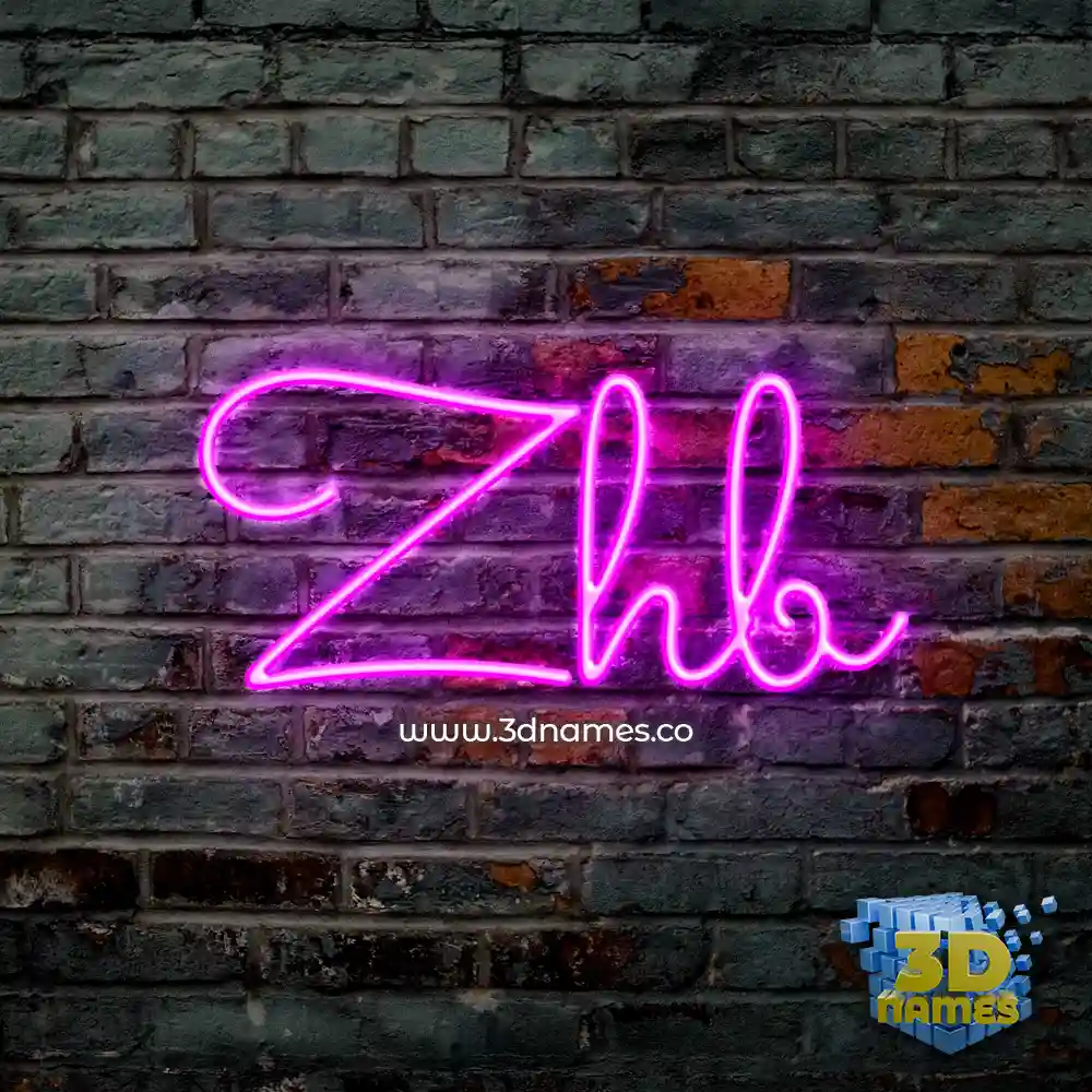 zhb in Pink Neon style - 3D name wallpaper