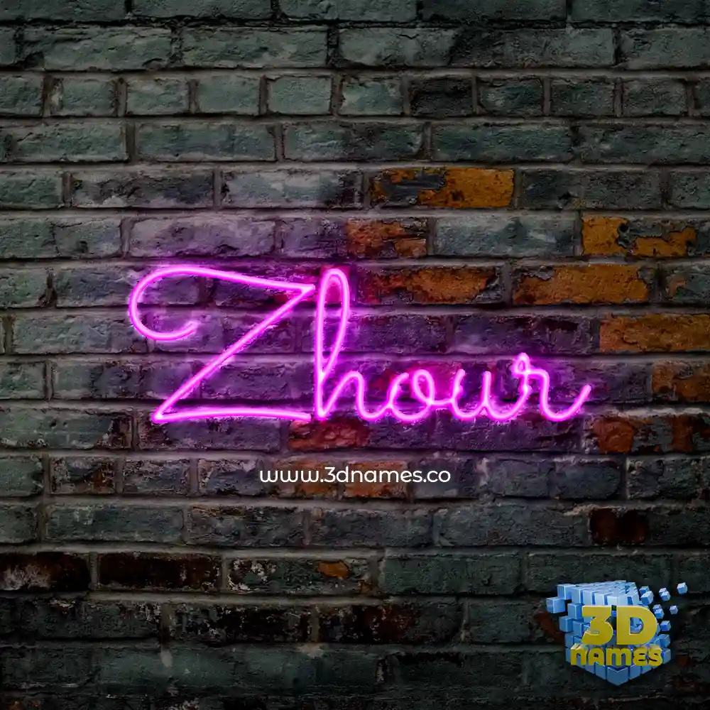 zhour in Pink Neon style - 3D name wallpaper